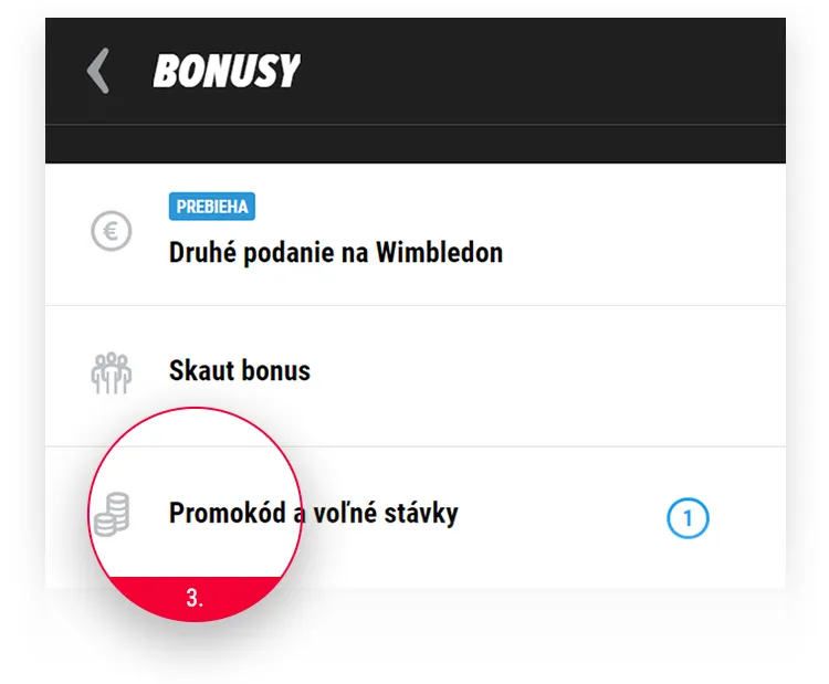 Umiestnenie sekcie Promokód