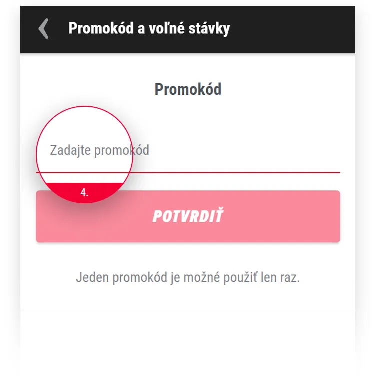 Pole, kde je potrebné zadať promokód