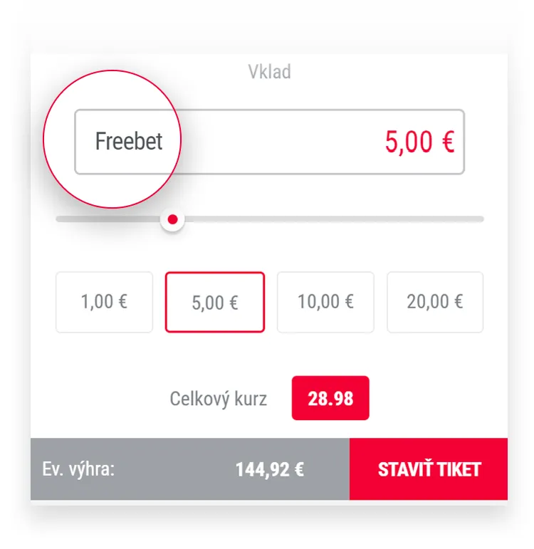 Rozpracovaný tiket s využitím dostupného fríbetu