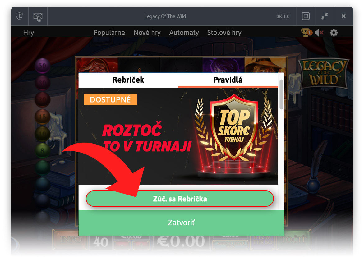 DOXXbet Top skóre turnaje Postup ako je potrebné zaregistrovať sa do Top skóre turnaja