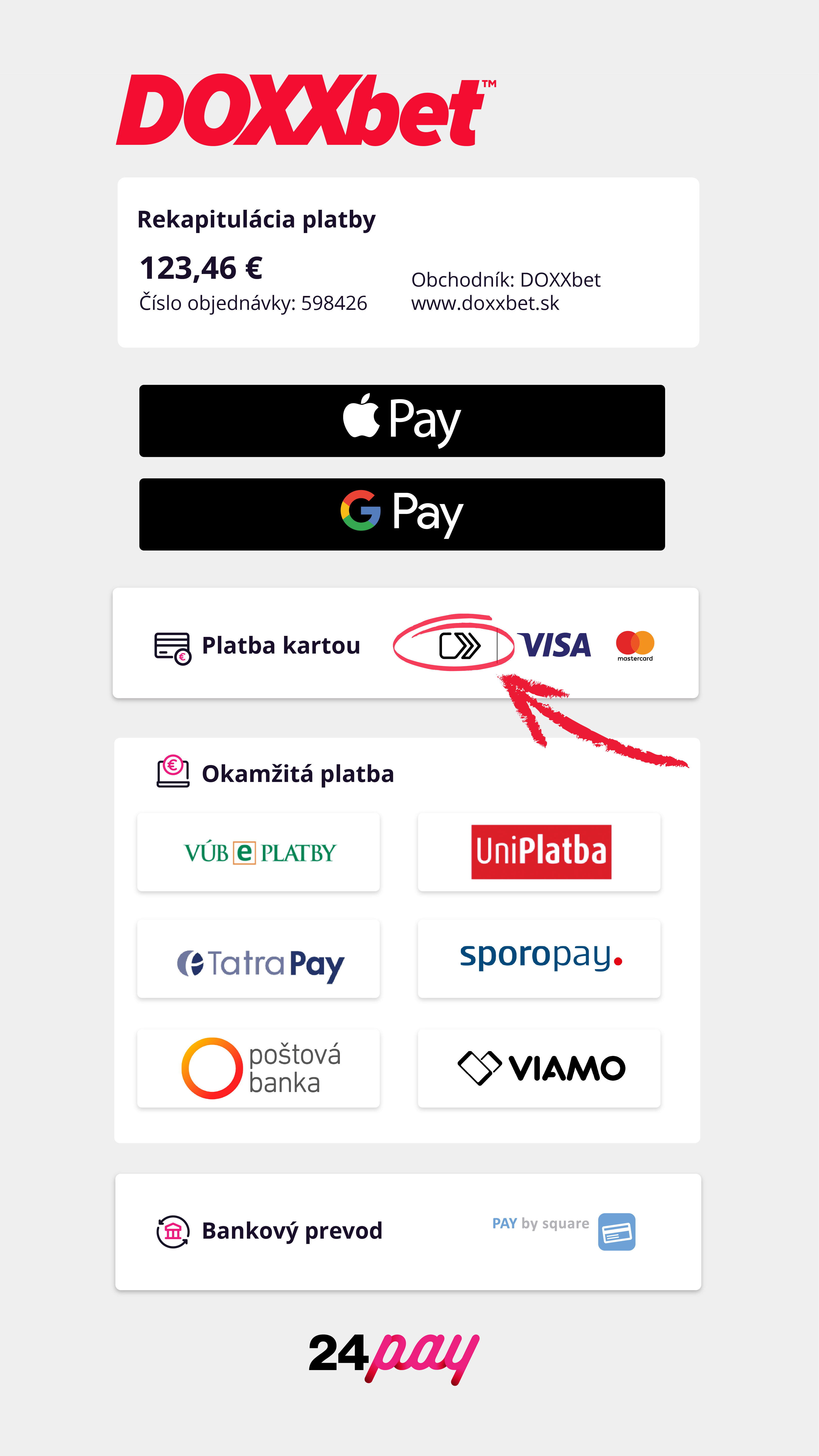 Novinka Click to Pay | DOXXbet online kasíno a tipovanie - Postup Novinka Click to Pay | DOXXbet online kasíno a tipovanie - Postup