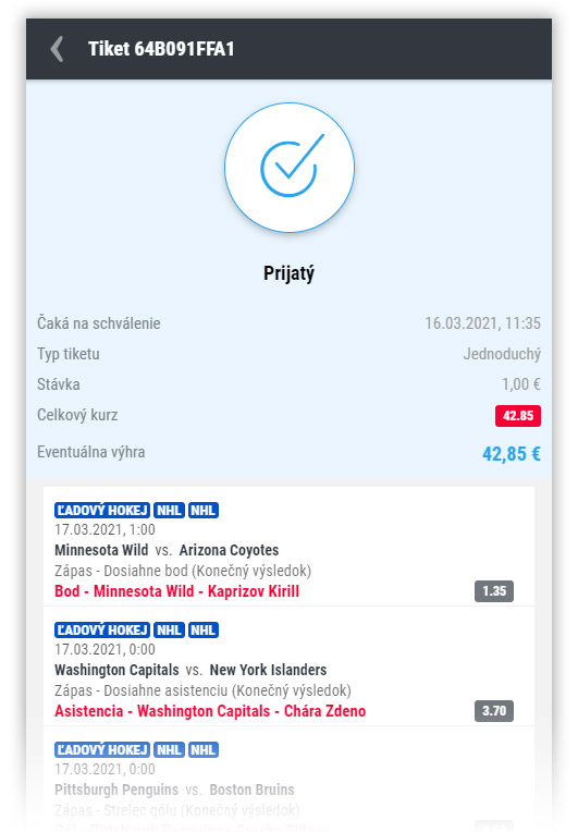 DOXXbet Športové tipovanie - Tipérske novinky v hokeji - Tiket