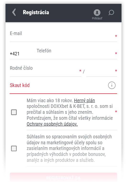 DOXXbet Športové tipovanie - Skaut bonus - Registrácia